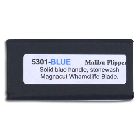 Malibu Flipper - Solid Blue Aluminum, Magnacut Stonewash Wharncliffe