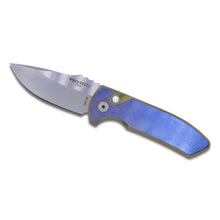  SBR Custom - 2 Tone Blue / Bronze / Titanium Handle with Orange Peel Finish / Pearl Button / Satin Hardware / S35VN Stonewash Blade