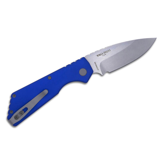 Strider PT+ - Blue Solid handle / Stonewash Magnacut / Blasted Hardware + Clip