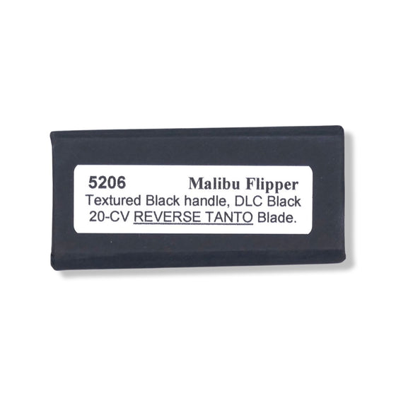 Malibu Flipper - Textured Black Handle / DLC Black 20CV Reverse Tanto / Blasted Hardware + Clip