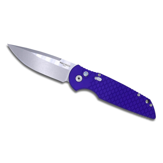 Tactical Response 3 - 3.5” Clip Point Blade / Purple Handle with “ Fish Scale “ Engraved Frame / Stonewash Satin Blade