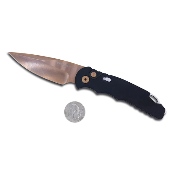Tactical Response 5 - Black Handle with Slide Safety and Steel Glass Breaker / Deep Carry Clip / Satin Finished and Rose Gold