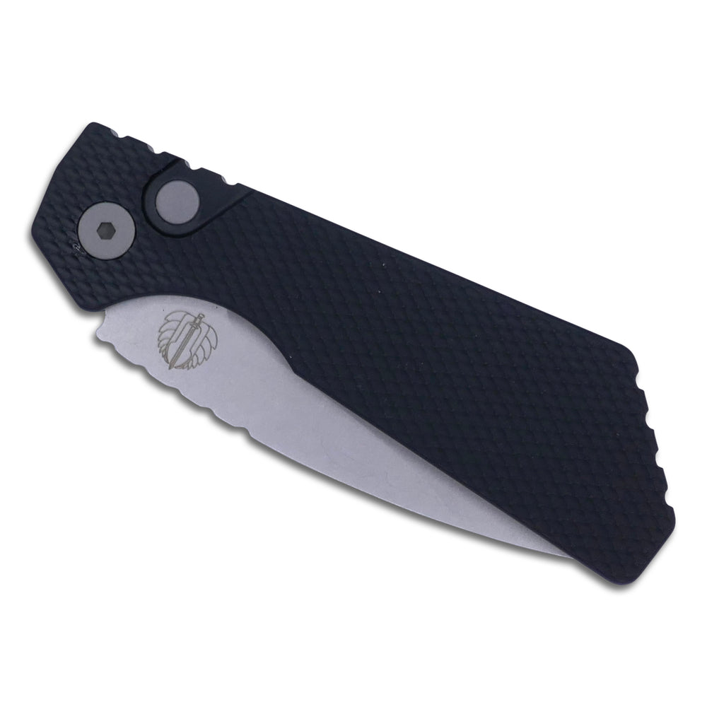 
                      
                        Strider PT+ - Black Textured Handle / Stonewash Magnacut Blade / Blasted Hardware + Clip - Crimson Tactical
                      
                    